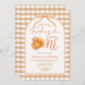 Buig onze kleine kalkoen wordt één 1e verjaardag kaart (Voorkant / Achterkant)