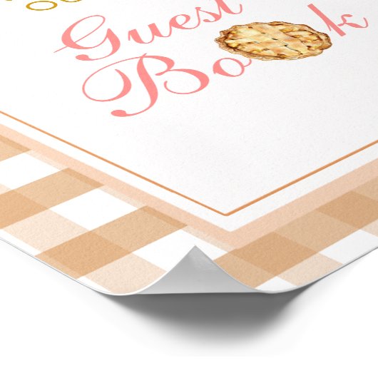 Buig onze Little Cutie Pie Guest Book Gingham Herf Poster (Hoek)