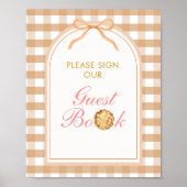 Buig onze Little Cutie Pie Guest Book Gingham Herf Poster (Voorkant)