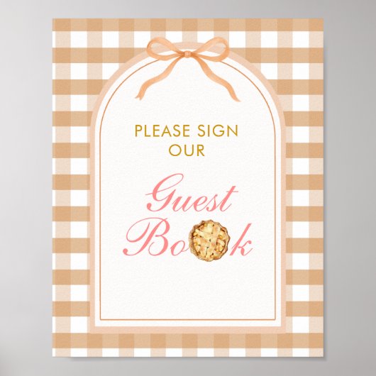 Buig onze Little Cutie Pie Guest Book Gingham Herf Poster (Voorkant)