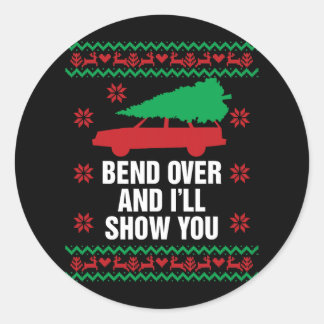 Buig over en i' ll show u kerstpaar m ronde sticker
