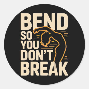 Buig zodat je niet breekt Yoga-houding Silhouet Fl Ronde Sticker