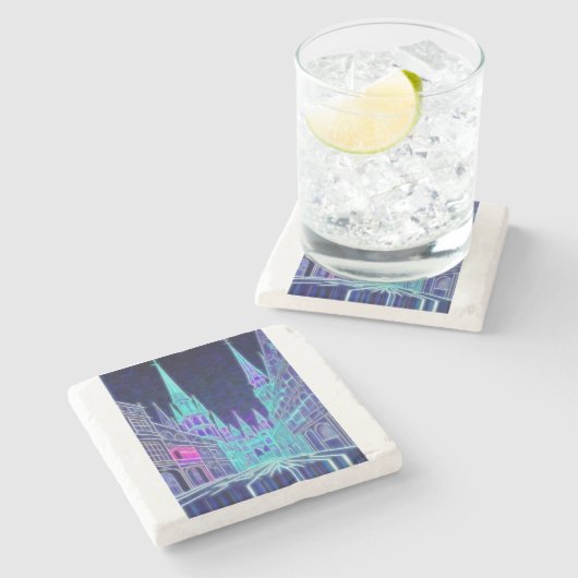 Buigende Akropolis Stenen Onderzetter (Zijkant)