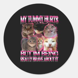 Buik doet grappig pijn hersenrot stom dank katten ronde sticker