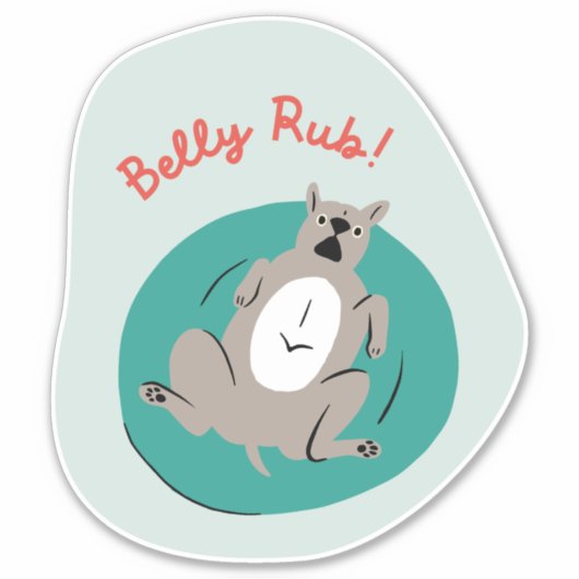 "Buik Wrijven" Grappige hond geïllustreerd Mint Gr Sticker (Voorkant)