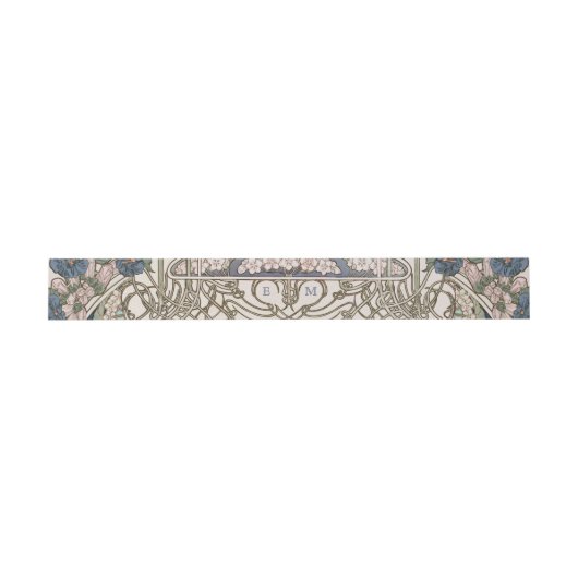 Buikband Art Nouveau Mucha Monogram Initialen Uitnodigingen Wikkel (Vlak)