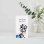 BUIKDANSER BOLLYWOOD OOSTERSE WATERVERF BLAUW VISITEKAARTJE (Staand voorkant)