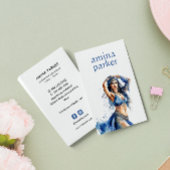 BUIKDANSER BOLLYWOOD OOSTERSE WATERVERF BLAUW VISITEKAARTJE