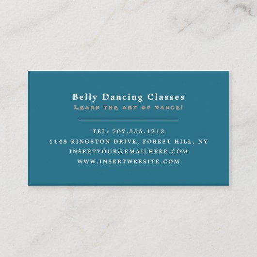 Buikdanseres, dansinstructeur visitekaartje (Achterkant)