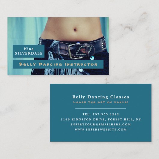 Buikdanseres, dansinstructeur visitekaartje (Voorkant / Achterkant)