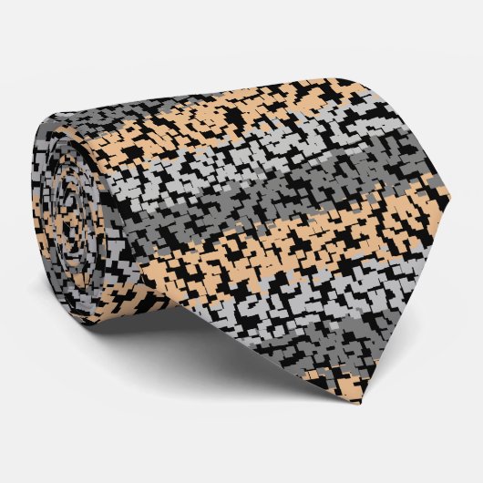 Buikperziken, grijze en zwarte horizontale strepen stropdas (Opgerold)