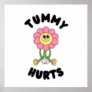 'Buikpijn' Mooie Retro Bloemen Poster Print