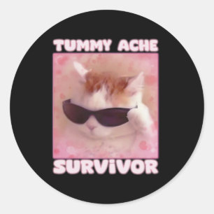 Buikpijn Overlevende kat Grappig Ronde Sticker