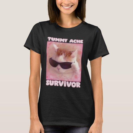 Buikpijn Overlevende kat Grappig T-shirt (Voorkant)