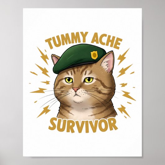 Buikpijn Overlever Sticker Poster (Voorkant)