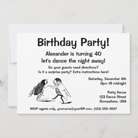  buikvliegers dansend Birthday Party Kaart (Achterkant)