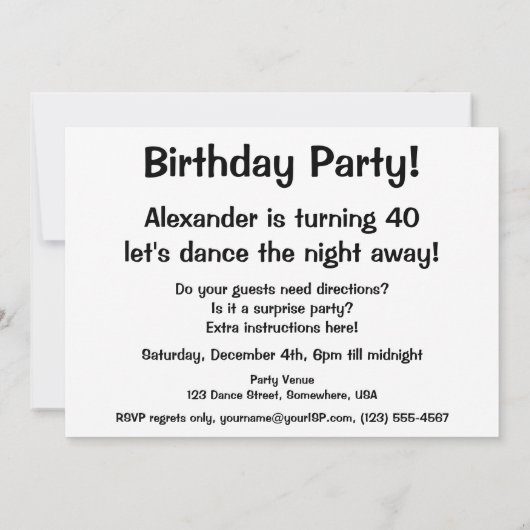  buikvliegers dansend Birthday Party Kaart (Achterkant)