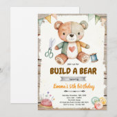 Build-A-Stuffy verjaardagsfeest uitnodiging (Voorkant / Achterkant)