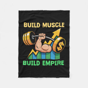 Build Muscle Build Empire Motivatie Barbell Dolla Fleece Deken
