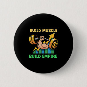 Build Muscle Build Empire Motivatie Barbell Dolla Ronde Button 5,7 Cm
