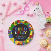 Build & Play Bricks Boy Verjaardagspapier Bord (Feest)