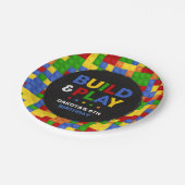 Build & Play Bricks Boy Verjaardagspapier Bord (Gekanteld)