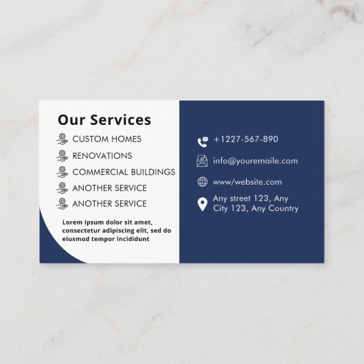 Builder Business Card Template bewerkbare aannemer Visitekaartje (Achterkant)