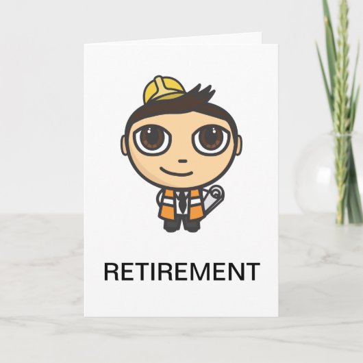 Builder Cartoon Character Retirement Kaart (Voorkant)
