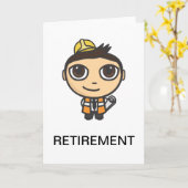 Builder Cartoon Character Retirement Kaart (Gele Bloem)