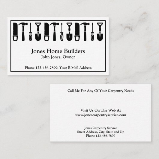 Builder Contractor Construction Business Card Visitekaartje (Voorkant / Achterkant)