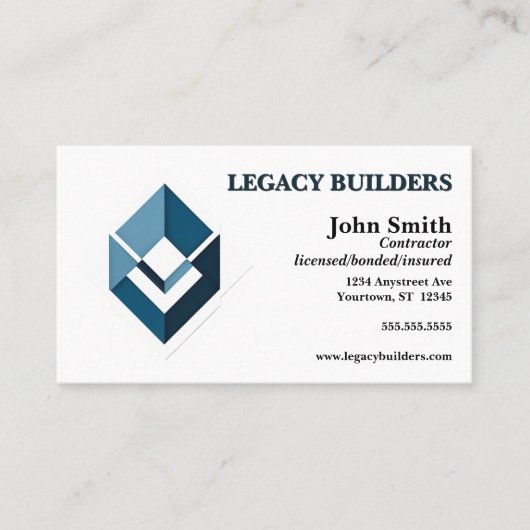 Builder Contractor Developer Real Estate Agent Visitekaartje (Voorkant)