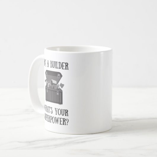 Builder Handyman Fix IT Superheld Superpower Mok (Voorkant links)
