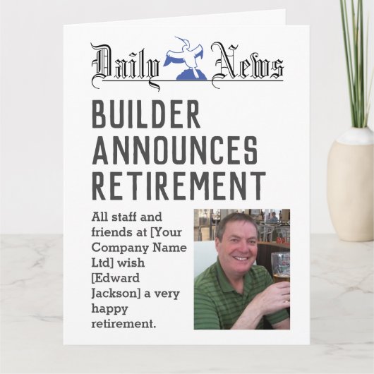 Builder Retirement Kaart om te personaliseren (Voorkant)