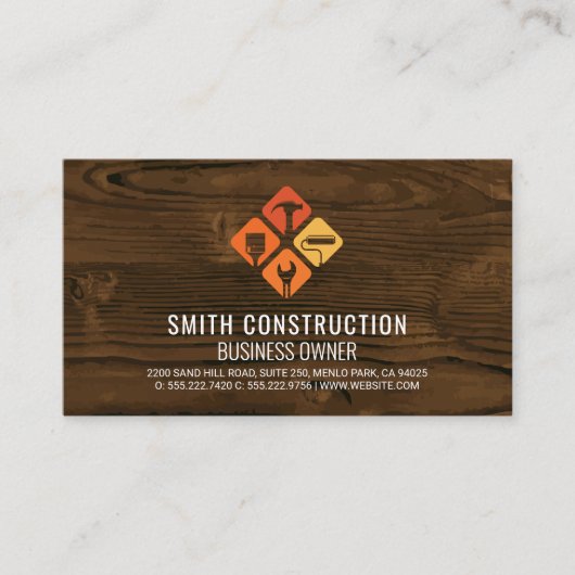 Builder Tools Logo | Huisreparatie | Hout Visitekaartje (Voorkant)