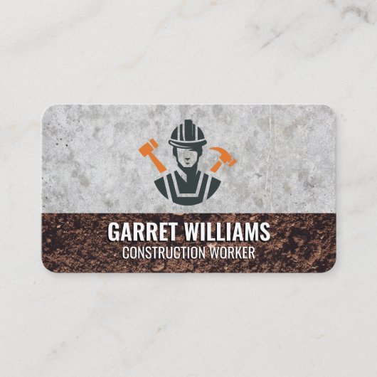 Builder Worker Logo | Beton en Grond Visitekaartje (Voorkant)