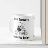 Builders Cartoon Mok om naam toe te voegen