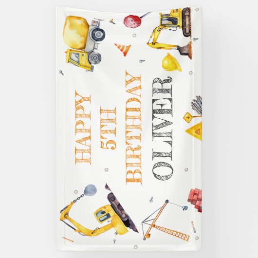 Builder's Dream Construction Party Boys Spandoek (Verticaal)