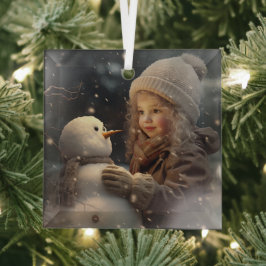 Building a Snowman Glas Ornament
