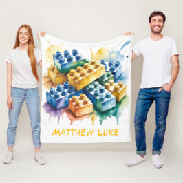 Building Block Splash Boy Birthday Party Gift Fleece Deken