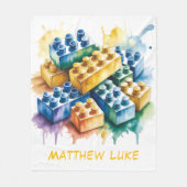 Building Block Splash Boy Birthday Party Gift Fleece Deken (Voorkant)