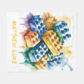 Building Block Splash Boy Birthday Party Gift Fleece Deken (Voorkant (Horizontaal))