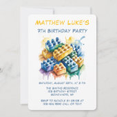 Building Block Splash Boy Birthday Party Kaart (Voorkant)