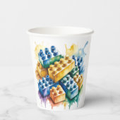 Building Block Splash Boy Birthday Party Papieren Bekers (Achterkant)
