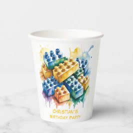 Building Block Splash Boy Birthday Party Papieren Bekers