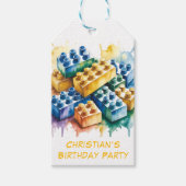 Building Block Splash Boy Birthday Party Thank You Cadeaulabel (Voorkant)