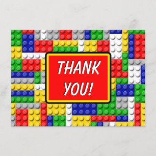 Building Blocks Jongens Verjaardagsfeestje Dank je Bedankkaart