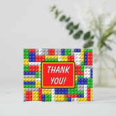 Building Blocks Jongens Verjaardagsfeestje Dank je Briefkaart (Staand voorkant)
