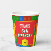 Building Blocks Kids Birthday Fun Colorful Papieren Bekers (Voorkant)
