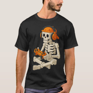 Building Brick Skeleton Video Gaming Halloween Kos T-shirt