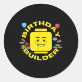 Building Bricks Birthday Builder Blocks Figure Ronde Sticker (Voorkant)